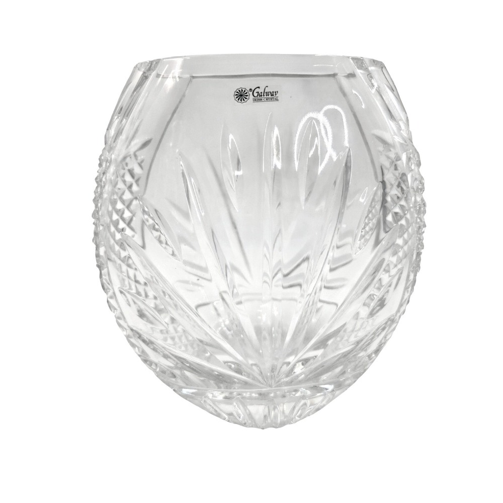 Galway Irish Crystal Rose Bowl Vase Clear Cut Glass Centerpiece Made in Ireland